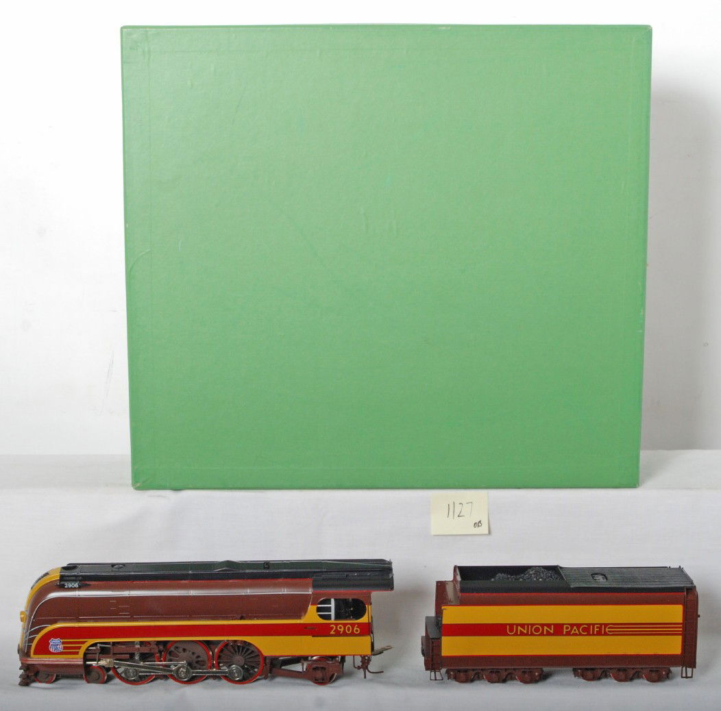 Overland brass Union Pacific 49er streamlined loc: Overland O scale two rail brass Union Pacific 49er 4-6-2 streamlined locomotive in OB. Product number is OMI-0103. Loco is C9-10 with no major signs of run time. C9-10 with no major signs of run time.