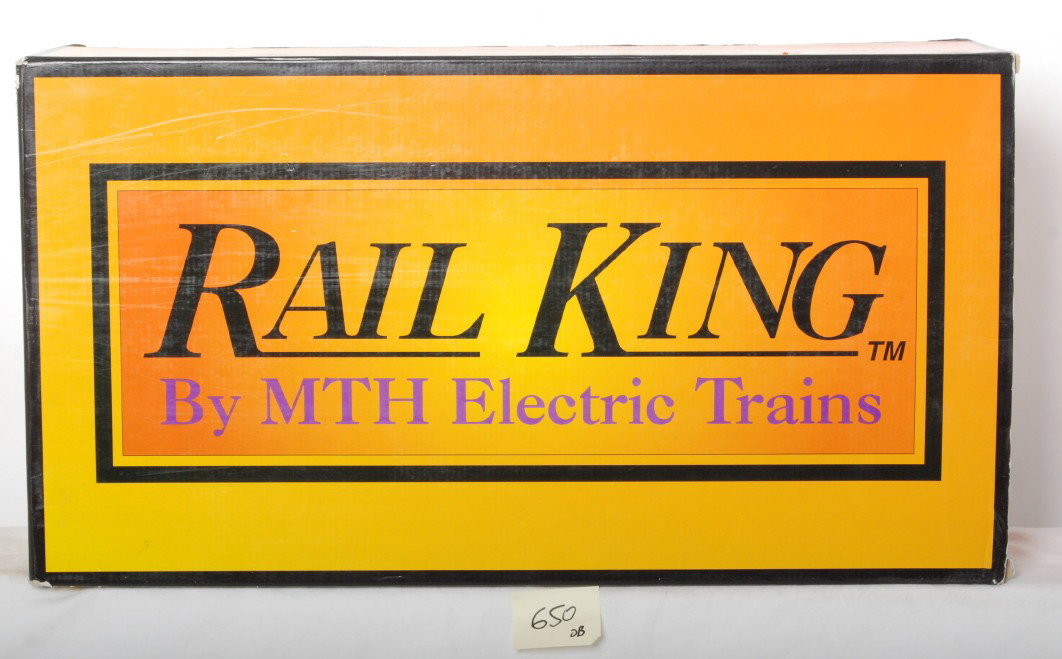 Railking C&O Allegheny 20-1117L: MTH Railking modern O Gauge Chesapeake and Ohio Allegheny in OB. Loco features Protosmoke and whistle. Catalog number is 20-1117L. Loco is C7 condition with a 2 inch scratch on the side of the tender,