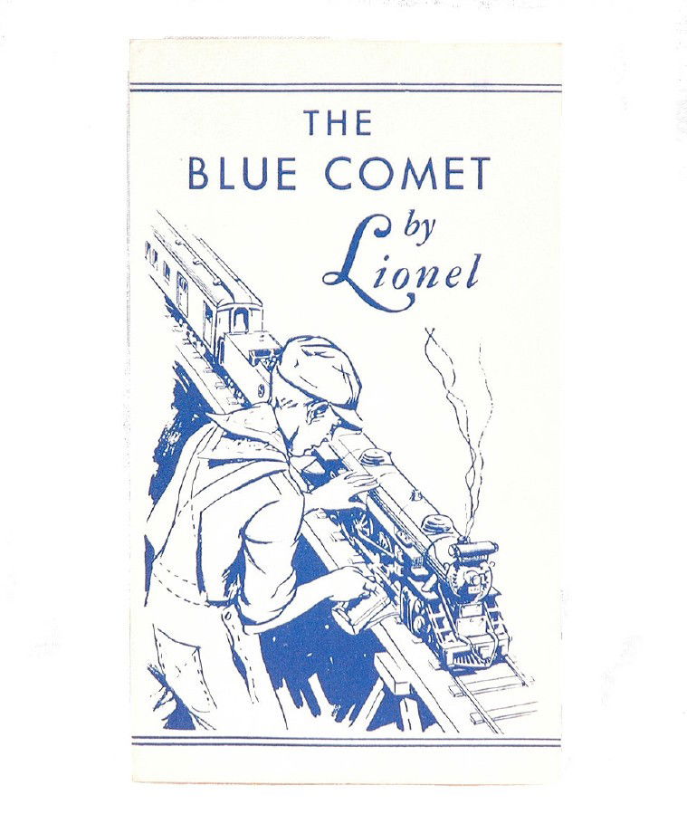 Lionel Original Blue Comet Cardboard Pamphlet: Lionel prewar original Blue Comet cardboard pamphlet. The cardboard is bright and clean and has strong blue graphics, C10.