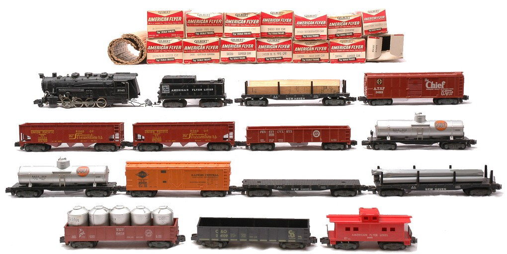 Am Flyer Yard King Special Freight Set no. 20460: American Flyer S gauge Yard King Special freight set no. 20460, circa 1958 all in individual OBs containing; 21145 Nickel Plate Road 0-8-0 loco and tender with original paper wrap, 24516 New Haven fla