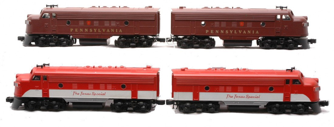 Williams Texas Special F3 PRR F3 AA Units: Williams The Texas Special F3 AA diesel units and Pennsylvania F3 AA diesel units. The units are C7-8.