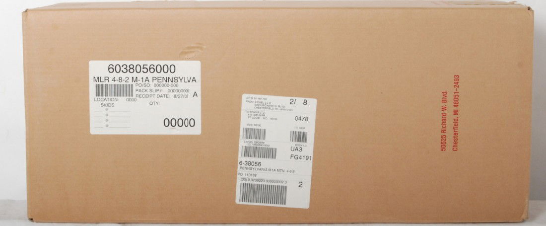 Lionel 38056 Pennsylvania M1a steam locomotive: Lionel modern O Gauge 38056 Pennsylvania M1a 4-8-2 steam locomotive in OB. Loco features TMCC, Railsounds, fan driven smoke unit, Odyssey and much more. Loco is factory sealed in the master C10.