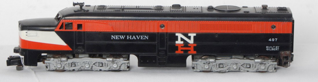American Flyer 497 New Haven PA-1 diesel locomoti: Postwar American Flyer S gauge 497 New Haven PA-1 diesel locomotive, tiny touchup to orange, O/W should clean and polish to look C7 area.