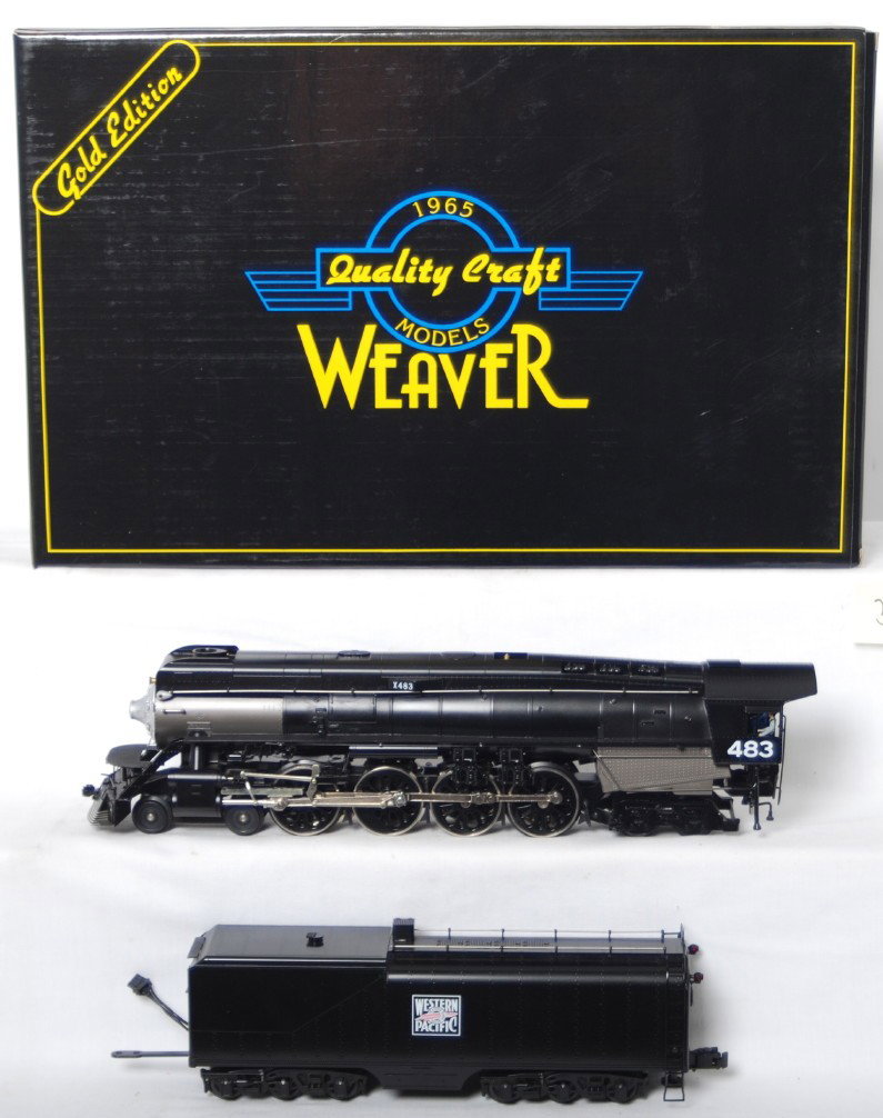 Weaver Western Pacific GS-2 steam locomotive: Weaver modern O gauge Western Pacific GS-2 steam locomotive in OB. Brass constructed locomotive features smoke, can motor, constant voltage lighting and more. Loco is C8 condition with some run time.