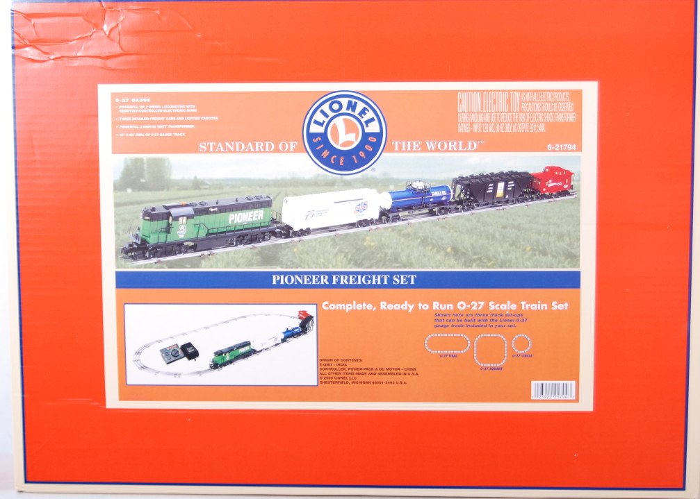 Lionel 21794 Pioneer Seed train set: Lionel modern O gauge 21794 Pioneer Seed train set in OB. Tough set to find. Set box has some very light wear, but trains are C9-10.