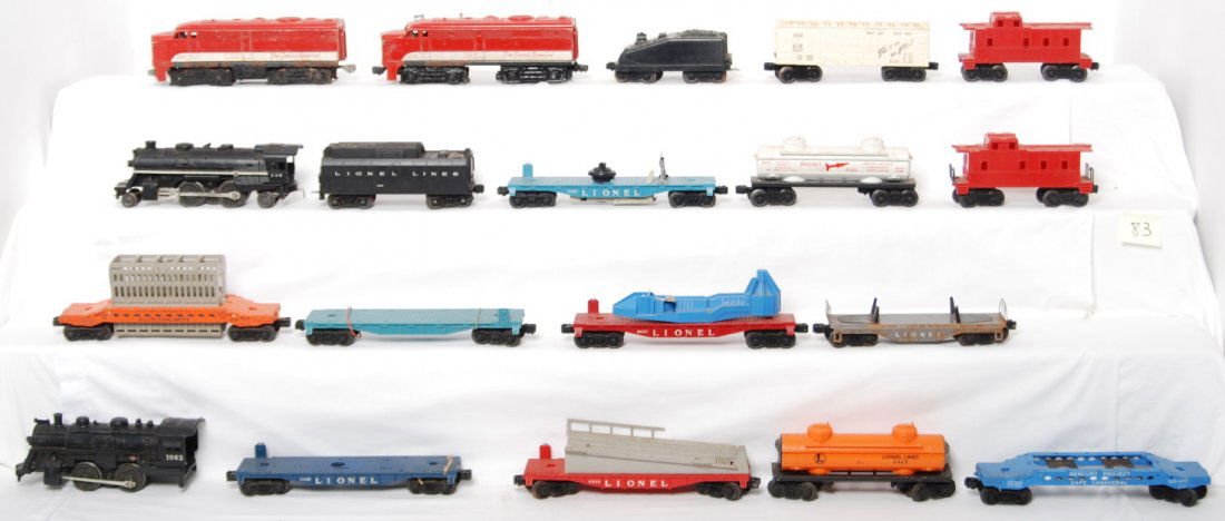 Lionel postwar diesel, steam, freight, operating: Postwar Lionel O gauge diesel, steam, tender, freight, operating cars and such ranging from C6 down. Catalog numbers: 1062, 6650, 6343, 6014, 6463, 6465, 6413, 234W, 238, 3419, 3419, 6519, 211P, 211T,