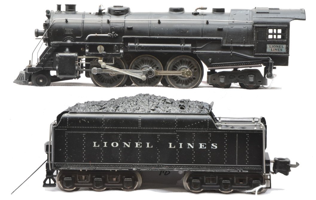 Scarce Lionel 226 Loco w/Nickel Plates 2226W: Scarce Lionel prewar O gauge 226 black 2-6-4 steam loco with nickel LIONEL LINES plates on the cab and a 2226W tender, C7.