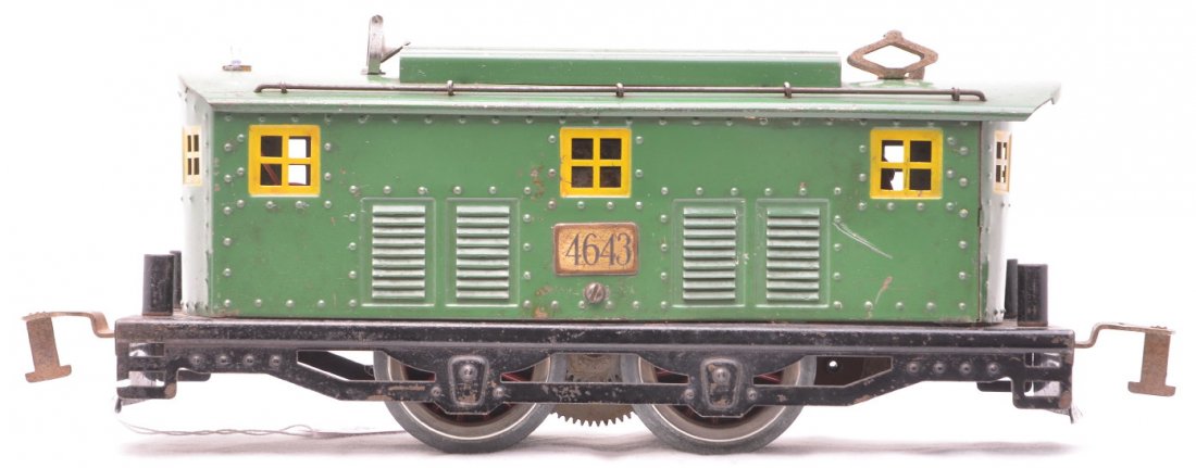 Am Flyer 4643 Green New Haven Electric Loco: American Flyer prewar wide gauge 4643 green 0-4-0 New Haven style electric loco, C5.