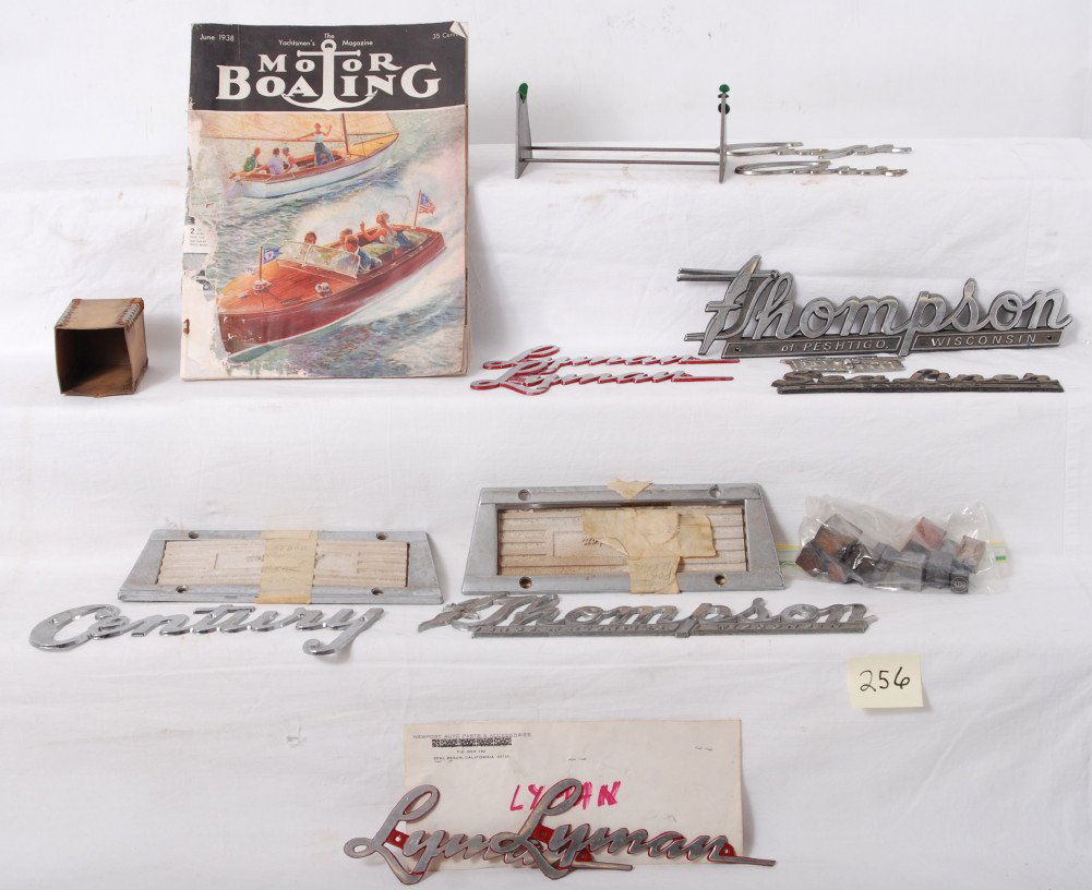 256 Vintage boat name plates, Chris Craft, Thompson...