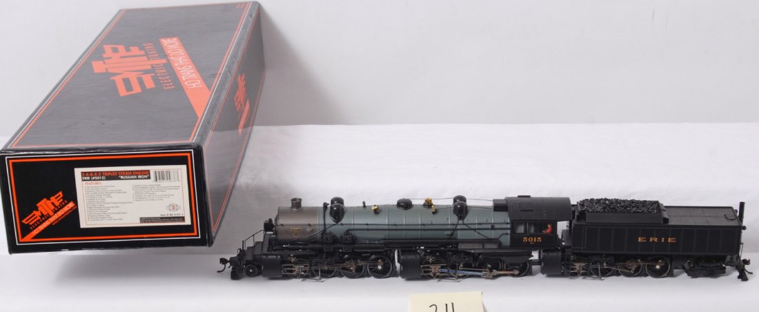 MTH HO Erie Triplex with Proto 3: MTH modern HO 80-3017-1 Erie Triplex 2-8-8-8-2 steam locomotive in OB. Locomotive features Protosound 3 , Protosmoke, DCC on board, wireless drawbar and much more. Loco is C8 with run time.