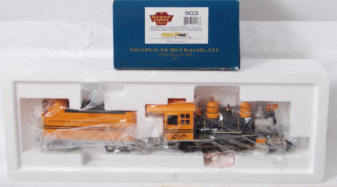 Broadway Limited On30 Rio Grande C-16: Broadway Limited On30 903 Rio Grande C-16 2-8-0 steam locomotive in OB. Loco features sound, DCC control, and more. Loco is C8 with run time.
