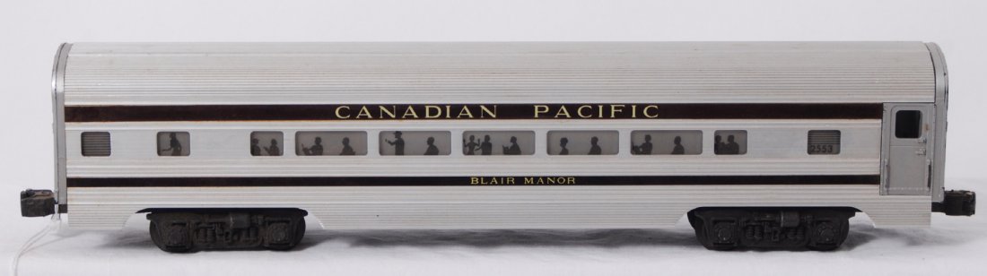 Lionel 2550 Canadian Pacific Blair Manor Pullman: Postwar Lionel O gauge 2550 Canadian Pacific Pullman passenger car, C6. Clean chassis.