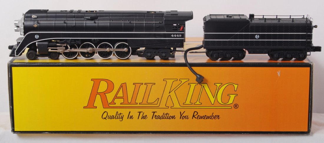 Railking BNSF GS-4 with Proto 2: MTH Railking modern O gauge 30-1421-1 BNSF GS-4 steam locomotive in OB. Loco features Protosound 2.0, DCS control, Protosmoke, Protocoupler, and more. Loco is C8 condition with run time. OB has been d