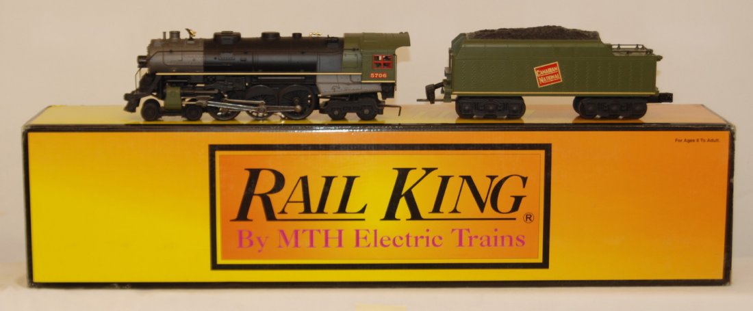 Railking Canadian National Hudson with Proto 2: MTH Railking modern O gauge 30-1427-1 Canadian National hudson steam locomotive in OB. Loco features Protosound 2.0, DCS control, Protosmoke, Protocoupler, and more. Loco is C8 with run time. OB has s