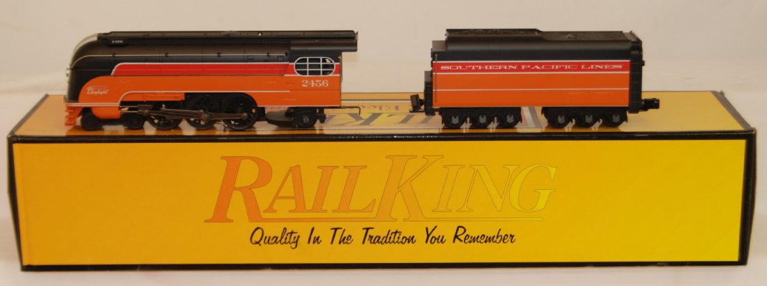 Railking Southern Pacific forty niner with Proto 2: MTH Railking modern O gauge 30-1441-1 Southern Pacific forty niner steam locomotive in OB. Loco features Protosound 2.0, DCS control, Protosmoke, Protocoupler, and more. Loco is C8 with run time. OB h