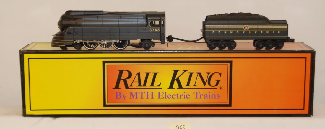 Railking Pennsylvania Torpedo with Proto: MTH Railking modern O gauge 30-1118-1 Pennsylvania Torpedo steam locomotive in OB. Loco features Protosound, Protosmoke, Protocoupler, and more. Loco is C7-8 with run time and has some light residue o