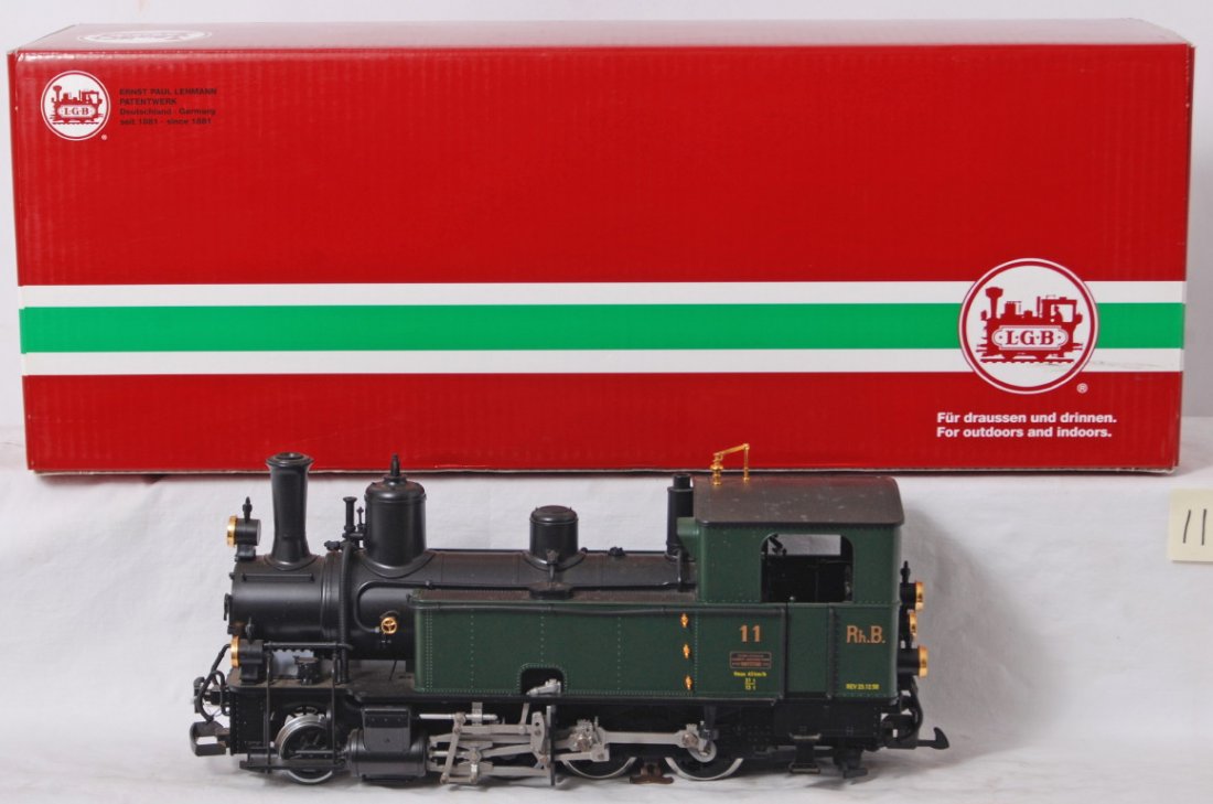 LGB 20271 Rh.B. steam locomotive 11 in OB: Modern era LGB G scale 20271 Rh.B. steam locomotive 11 in original box, C8. Box shows little wear.