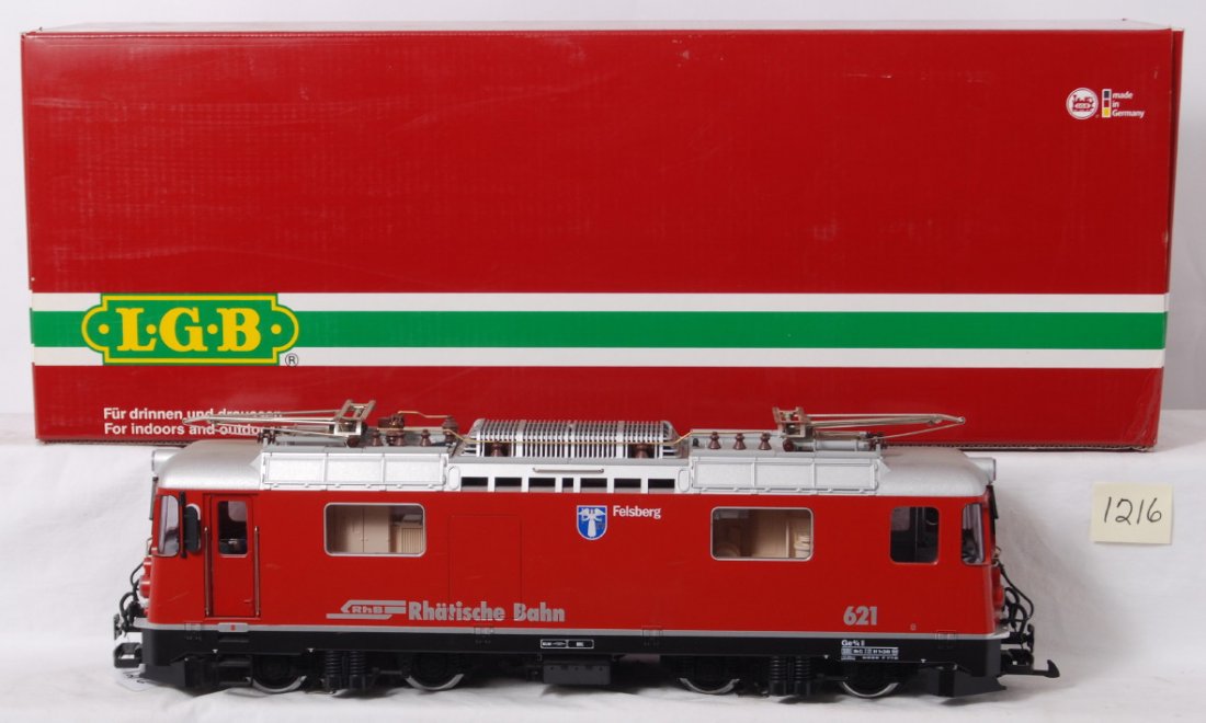 LGB 23430 Rhatische Bahn Felsberg 621 electric in: Modern era LGB G scale 23430 Rhatische Bahn Felsberg 621 electric locomotive in original box, C8.