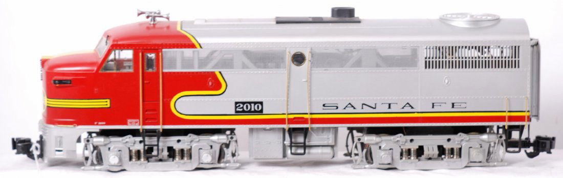 Aristo Craft Santa Fe Alco FB-1 ART-22310 in OB: Modern era Aristo Craft Trains G scale/Gauge 1 ART-22310 A.T.S.F. Warbonnet Alco FA-1 diesel locomotive in original box, C7. Box shows a little very light wear and some clear packing tape.