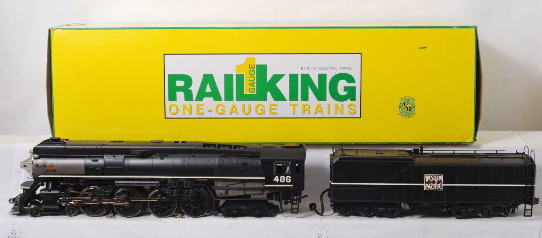 Rail King W.P. 4-8-4 GS-2 w/Freightyard ProtoSoun: Modern era Rail King G scale/Gauge 1 70-3012-1 Western Pacific 4-8-4 GS-2 steam locomotive 486 with Freightyard Proto-Sound 2.0 in original box. Train should clean and polish to look C8-9, but is grad