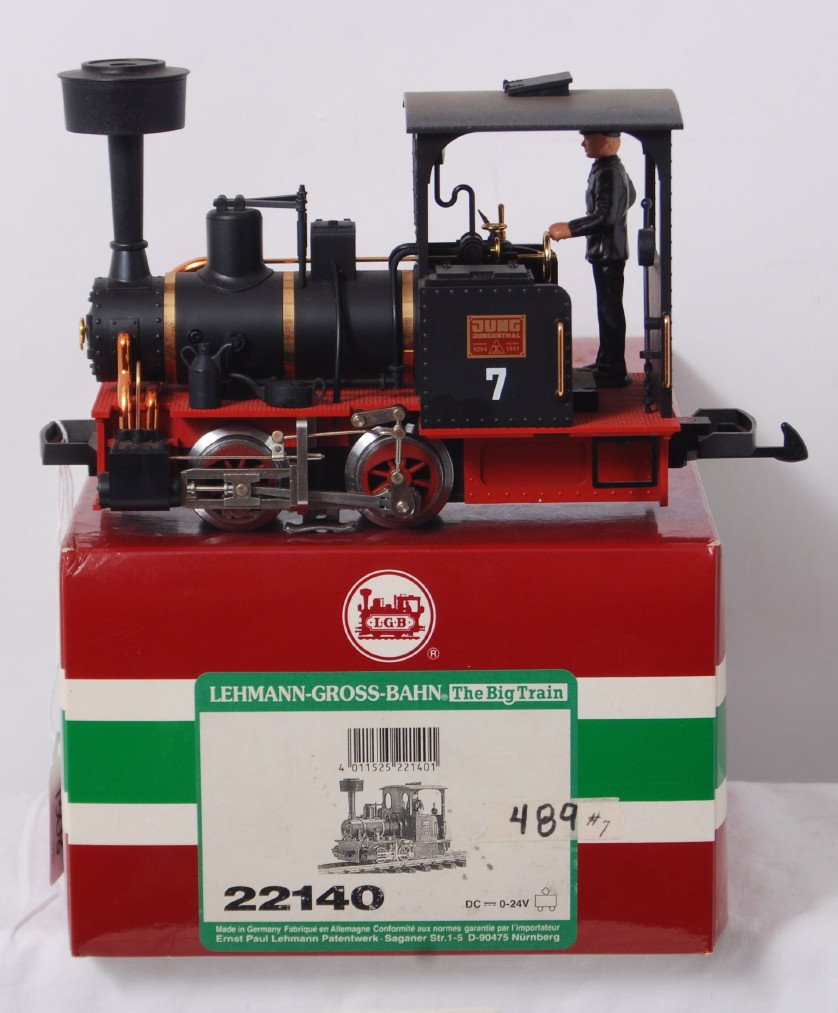 LGB 22140 Jung No. 4 steam locomotive in OB: Modern era LGB 22140 Jung No. 4 steam locomotive in original box, C7-8. Box shows very light wear.