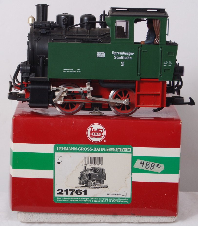LGB 21761 Spremberger Stadtbahn steam loco in OB: Modern era LGB G scale/Gauge 1 21761 Spremberger Stadtbahn steam locomotive in original box, C8. Box shows light wear.