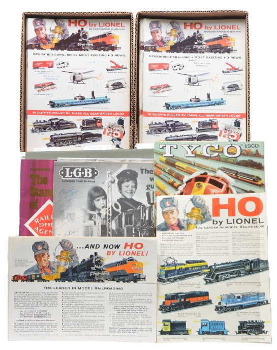 Lionel HO Catalogs/Brochures 1957 1958 1960: Lionel postwar HO catalogs/brochures including; nine 1957, three 1958 and one hundred and twenty-two 1960. Also included are a selection of miscellaneous catalogs and brochures. Most of the catalogs/b