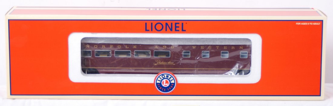 Lionel 29190 Norfolk and Western Station Sounds di: Lionel modern O gauge 29190 Norfolk and Western Powhatan Arrow station sounds diner car in OB. Car appears factory wrapped C9-10.