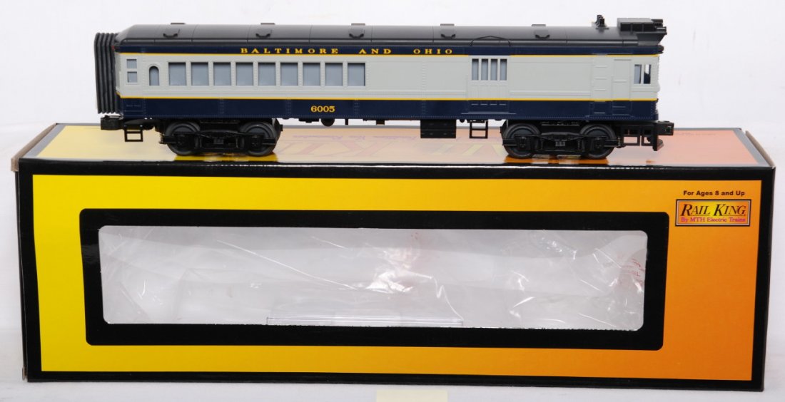 MTH Baltimore and Ohio Doodle Bug with Proto: MTH Railking modern O gauge 30-2134-1 Baltimore and Ohio Doodlebug in OB. Loco features Protosound, Protocouplers, and more. C8 with run time.