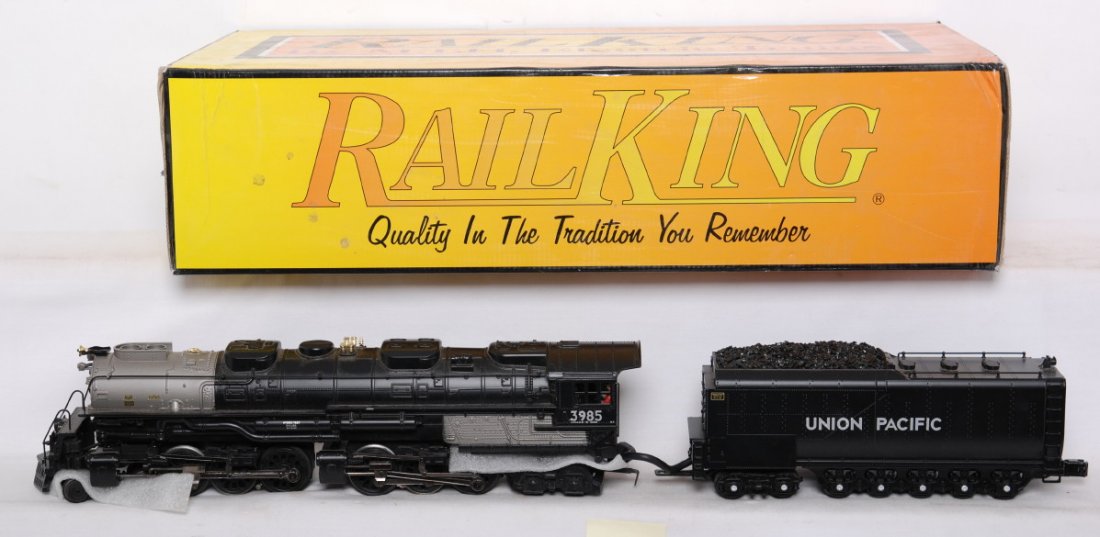 Railking Union Pacific Challenger with Proto 2: MTH Railking modern O gauge 30-1541-1 Union Pacific Challenger steam locomotive in OB. Loco features Protosound 2.0, DCS control, Protosmoke, Protocoupler, and more. Loco is C8 with run time, OB has s