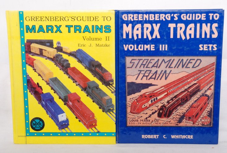 Marx train books, Vol. 2 and Vol. 3 hard bound: GreenbergÕs Guide to Marx Trains Volume II and Guide to Marx Trains Volume III sets, C7-8.