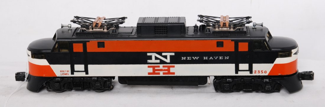 Lionel 2350 New Haven EP-5 electric locomotive: Postwar Lionel O gauge 2350 New Haven EP-5 electric locomotive, painted nose variation. Hairlines at both noses. Touchups to NÕs and HÕs, otherwise looks C7 area.