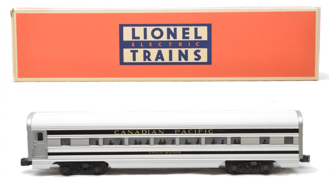 Lionel 2554 CP Aluminum Craig Manor Pullman: Lionel postwar 2554 Canadian Pacific aluminum Craig Manor Pullman in a reproduction box, C8.