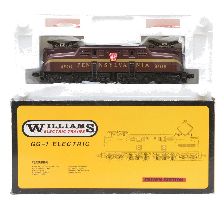 Williams 4054 Tuscan PRR GG1 Electric Loco LN OB: Williams 4054 Tuscan Pennsylvania GG1 electric loco in OB. The loco has light run time, C8.