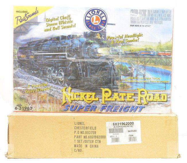 Lionel 31962 Nickel Plate Road Freight Set MIB: Lionel 31962 Nickel Plate Road super freight set factory sealed in OB with outer shipping carton, C10.