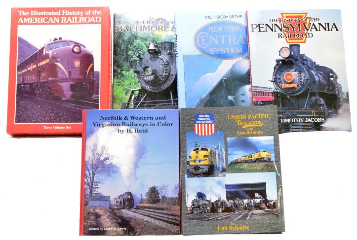 Selection of Railroad Books: Selection of Railroad books including; The Illustrated History of the American Railroad three volume set containing The History of the Baltimore & Ohio by Timothy Jacobs, The History of the Pennsylvan