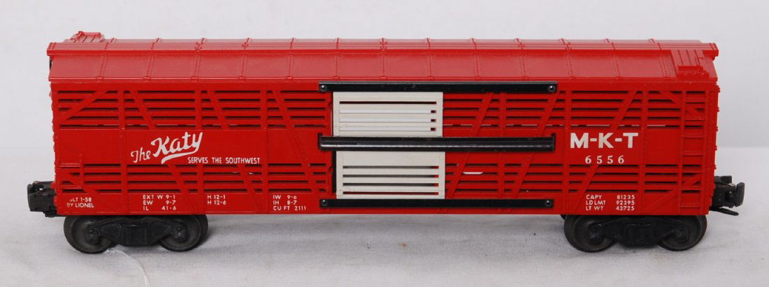 Lionel 6556 MKT The Katy stock car: Postwar Lionel O gauge 6556 Missouri, Kansas, and Texas The Katy stock car, C8-9.