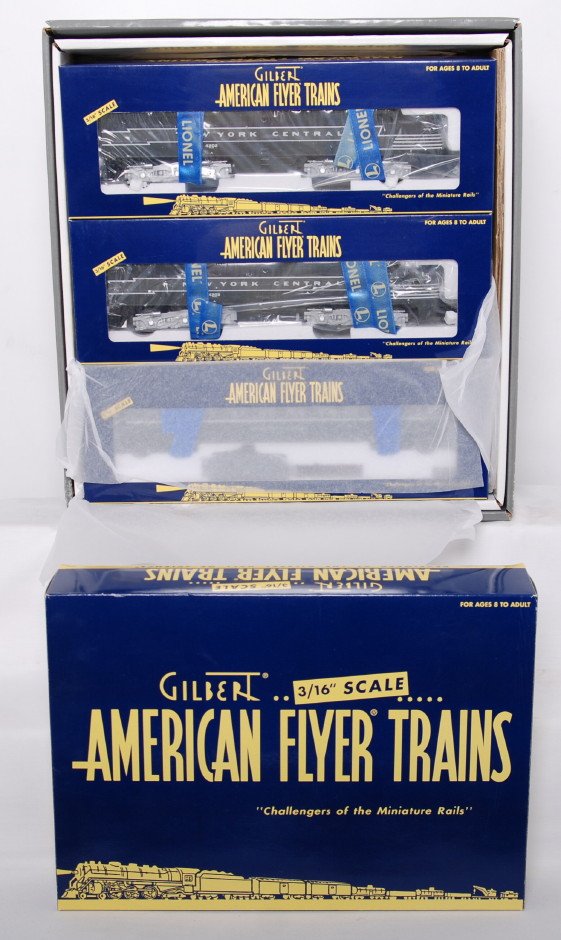 American Flyer New York Central passenger set: American Flyer modern S gauge 49611 New York Central passenger set in OB. Set features Alco PA power and dummy set features horn. electronic E unit, and more. Also included is 48961 add on two pack wi