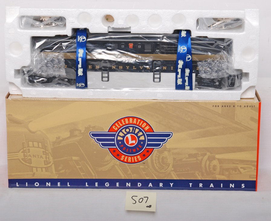 Lionel PWC 18343 Pennsylvania black GG-1: Lionel modern O gauge 18343 Postwar Celebration Series black Pennsylvania GG-1 electric locomotive. Loco features TMCC, Railsounds, Electrocouplers, and much more. Loco is factory wrapped in the inner