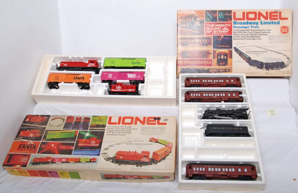 Lionel 1463 Coca Cola and 1487 Broadway Limited se: Lionel modern O gauge 1463 Coca Cola and 1487 Pennsylvania Broadway Limited sets in OBs. Both sets are trains only, no track, transformers, or accessories. Sets are generally C8 with run time. OBs hav