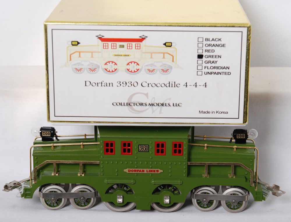 CollectorÕs Models Dorfan 3930 Crocodile in OB: Modern era reproduction, CollectorÕs Models LLC, Dorfan 3930 Crocodile 4-4-4 electric locomotive, lightly run C9 area. Box shows little wear.