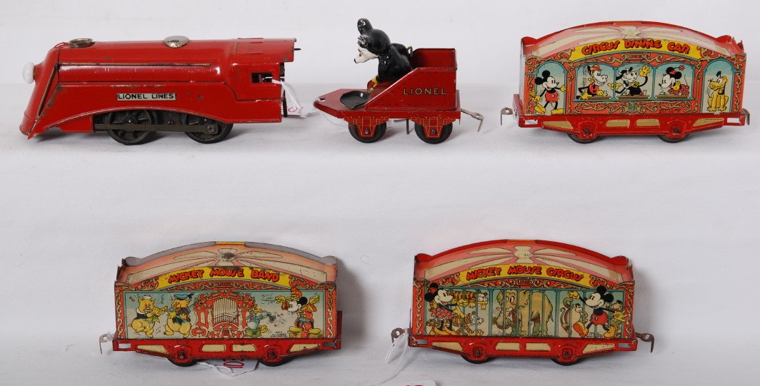 Lionel prewar Mickey Mouse circus train set: Lionel prewar O gauge Mickey Mouse Circus Set 1536 from 1934. Wind up loco works nicely, original stoker Mickey. All original C6.