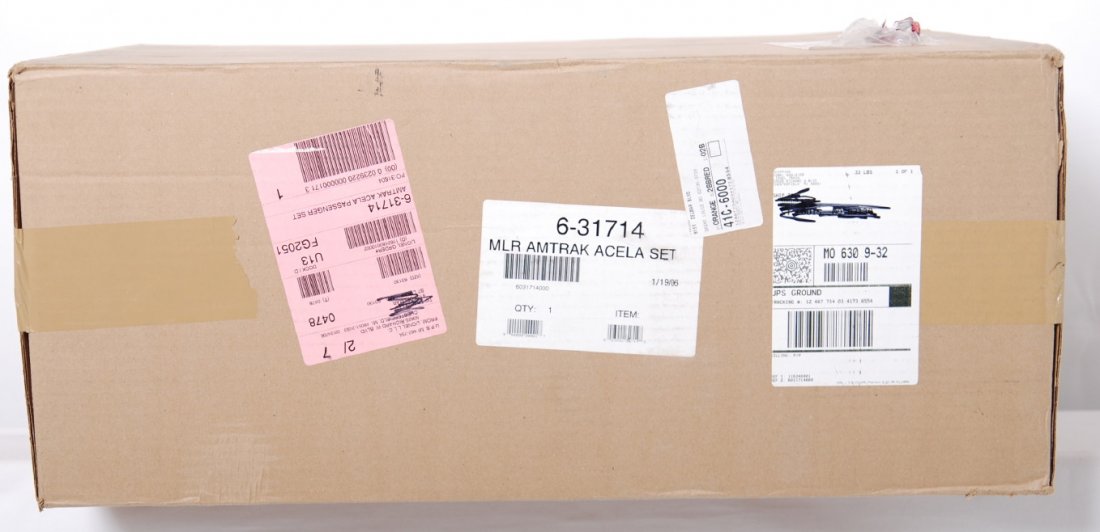 Lionel factory sealed 31714 Amtrak Acela: Lionel 31714 Amtrak Acela set in OBs. This set is loaded with features. TMCC, Railsounds 5.0, Operating pantographs, automatically opening doors, directional lighting and so much more. Includes all pa