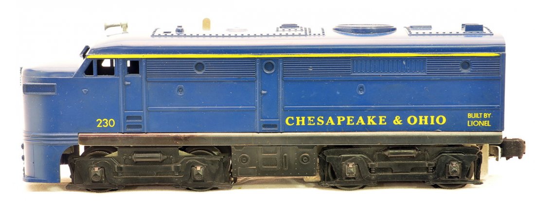 Lionel Postwar 230 C&O Alco A Diesel Unit LN: Lionel postwar 230 Chesapeake & Ohio Alco A diesel unit, C8.