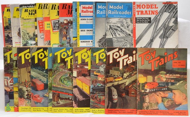 Toy Trains RR Model Craftsman Model RR Magazines: Toy Trains magazines from 1953 and 1954, Railroad Model Craftsman magazines from 1954, 1955, 1957, 1976 and 1983, Model Railroader magazines from December 1950, October 1951, January 1955 and February