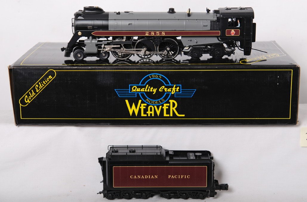 Weaver Canadian Pacific Royal Hudson: Weaver modern O gauge 2858 Canadian Pacific Royal Hudson steam locomotive in OB. Loco features smoke, electronic reverse, constant voltage headlight, brass construction and more. Loco was only unwrapp