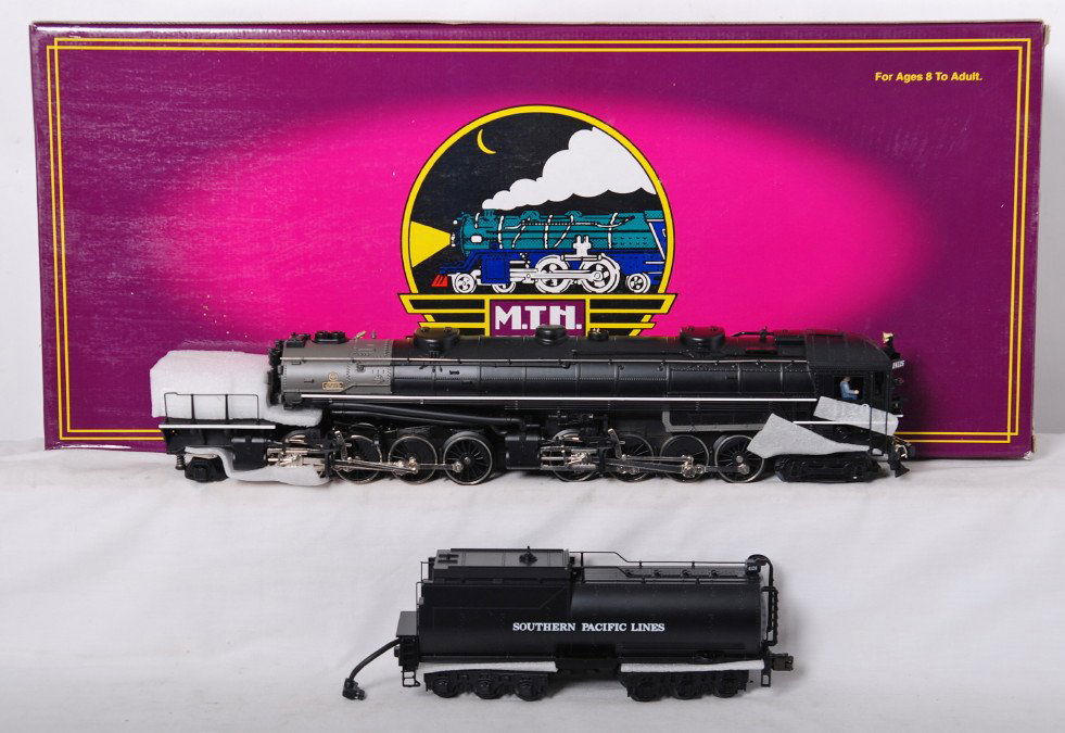 MTH Southern Pacific AC-6 cab forward with Proto: MTH modern O gauge 20-3125-1 Southern Pacific cab forward steam locomotive in OB. Loco features Protosound, Protosmoke, Protocoupler, and more. Loco was only unwrapped for photos C9-10.
