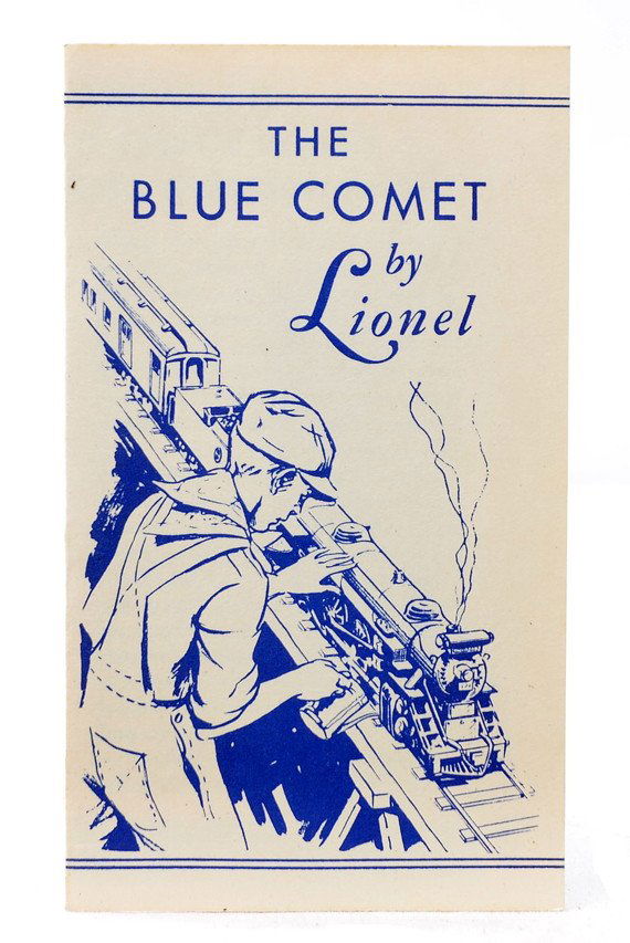 Lionel Prewar Std. Ga. Blue Comet Set Pamphlet: Lionel prewar standard gauge pamphlet for the Blue Comet passenger set. The pamphlet is very clean with crisp and bright color graphics, C10.