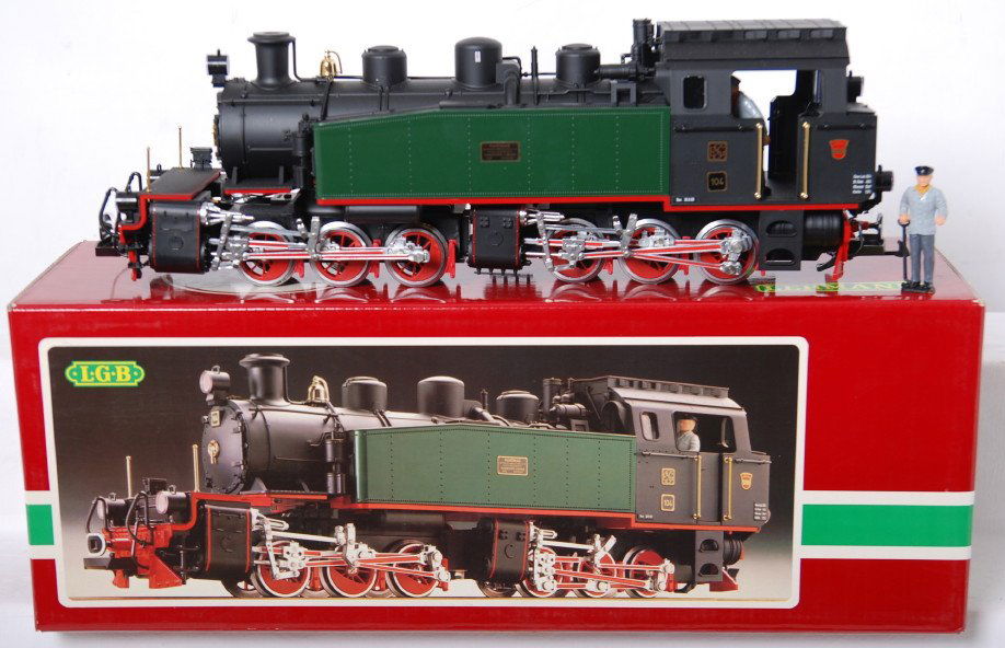 LGB 2085D SEG 104 Hanomag mallet loco in OB: Modern era LGB G scale 2085D SEG No. 104 Hanomag mallet steam locomotive in original box with instructions book and two cab figures, run C8-9. Box shows very little wear.