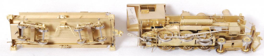 Sunset Models brass Southern Pacific 4-6-0: Sunset Models modern brass O scale ON-18 4-6-0 #9 Southern Pacific steam locomotive in OB. Loco is raw brass and is C7-8 with a few very light and small areas of tarnish. OB has some light shelf wear